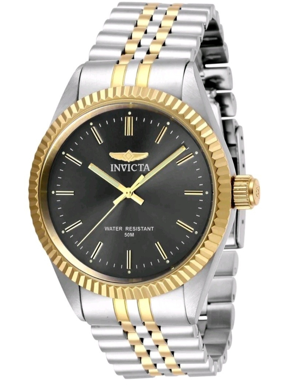 Invicta Two-Tone Gold and Silver Men's Watch with Black Dial